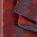 Пальтовий трикотаж Woolle Flausch візерунок геометричний коричнево-червоно-сірий, ш.145