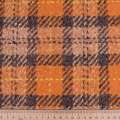 Рогожка пальтовая шерстяная Schurwol Karo в клетку оранжево-серо-бежевая, ш.150