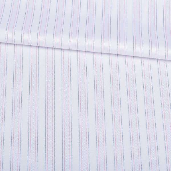 Рубашечная ткань в полосы узкие сине-красные, белая, ш.150