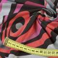 Трикотаж віскозний стрейч в сірі, червоні, чорні, фіолетові хвилі, ш.160