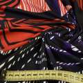 Трикотаж с хлопком стрейч в красно-черные, фиолетовые волны, раппорт 120см, ш.155