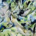 Трикотаж вискозный GERRY WEBER белый в зеленые, голубые акварельные цветы, ш.145