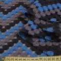 Шелк полиамид черный с вышивкой монеты синие, серые, черные и, ш.150