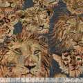 Гобелен синий в львы, леопарды, пантеры ш.145
