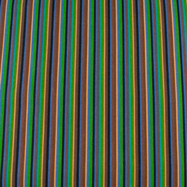 Деко коттон полоски узкие коричнево-синие, черно-персиковые, ш.150