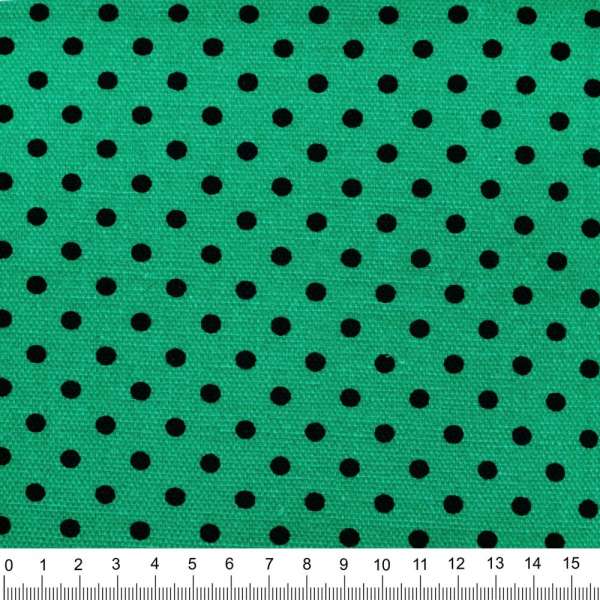 Деко котон горох чорний на бирюзово-зеленому тлі, ш.150