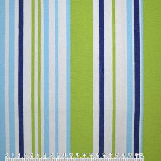 Деко коттон полоски сине-белые, салатово-голубые, ш.150