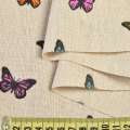 Деко льон метелики різнокольорові, бежевий, ш.150