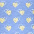 Бязь набивна синьо-блакитна, жовті сердечки, ш.220