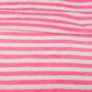 Велсофт двухсторонний в полоску белую, розовую яркую, ш.160