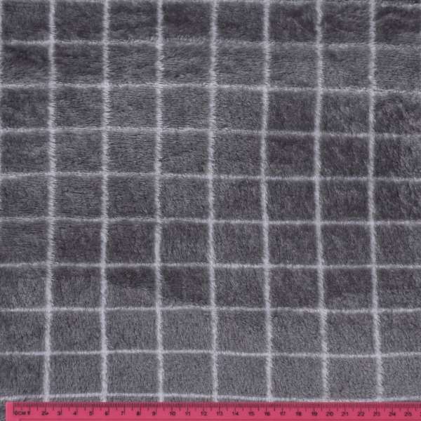 Велсофт двухсторонний серый темный в белую клетку, ш.180