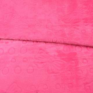 Велсофт двосторонній з тисненням бантики рожевий яскравий, ш.200