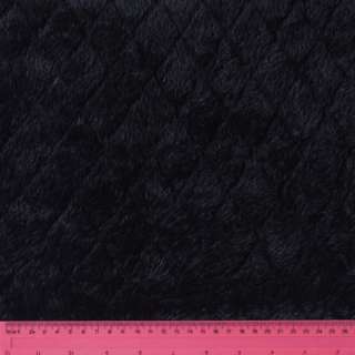 Велсофт-мех рельефный двухсторонний черный, ромбы, ш.160