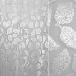 Органза жакардова тюль листя атласні великі, біла, ш.280