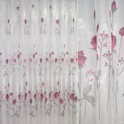 Кристаллон тюль принт троянди вишневі, білий, ш.270