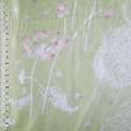 Льон гардинний квіти лотоса біло-рожеві, жовто-зелений, ш.260