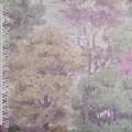 Лен гардинный лес сиренево-желто-зеленый, ш.270