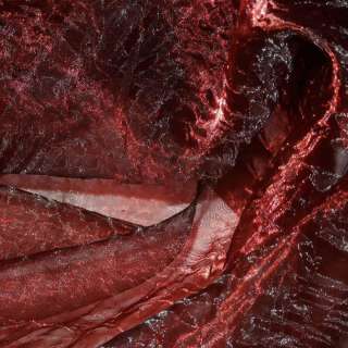 Органза жатая тюль хамелеон красная темная с черным отливом, ш.265
