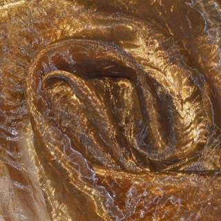 Органза жатая тюль хамелеон коричневая с оранжевым отливом, ш.280