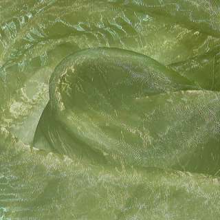 Органза жатая тюль зеленая с желтым отливом, ш.275