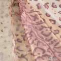 Органза жакардова тюль леопард і квіти, бежево-рожева, ш.280
