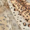 Органза жаккардова тюль леопард і квіти, бежево-коричнева, ш.280