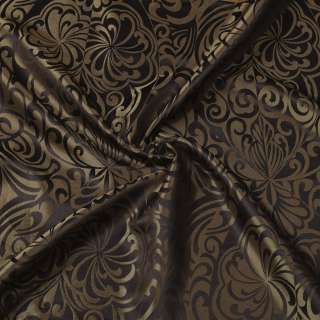 Жаккард двухсторонний завитки густые модерн коричневый темный, ш.280