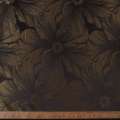 Жаккард двухсторонний цветок крупный коричневый темный, ш.280