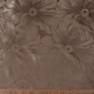 Жаккард двухсторонний цветок крупный коричневый светлый, ш.280
