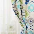 Шелк для штор вышивка цветы, овалы бирюзовые, серые, салатовые на молочном фоне, ш.150