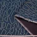 Стеганая ткань интерьерная четырехугольники белые на синем фоне (фиолетовая изнанка), ш.135