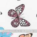 Бязь набивная белая, разноцветные бабочки, ш.220