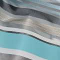 Органза жаккардовая тюль полосы атласные фактурные серо-голубые, бирюзовые, молочная, ш.150