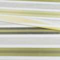 Вуаль тюль жаккард полоски атласные оливковые, белая без утяжелителя, ш.148
