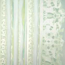 Органза деворе тюль полоски волнистые, цветочные, зелено-бирюзовые, белая, ш.290