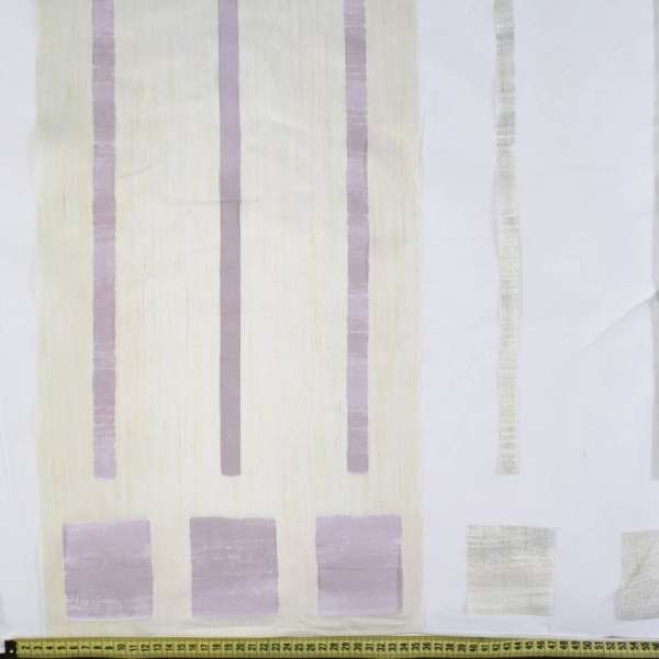 Органза деворе тюль полосы молочные, серые и баклажановые, белая, ш.290