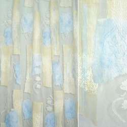 Органза деворе тюль абстракция с орнаментом цветочным желтая светлая и голубая, белая, ш.280