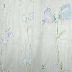 Органза деворе тюль цветы фиолетовые, белая, ш.285