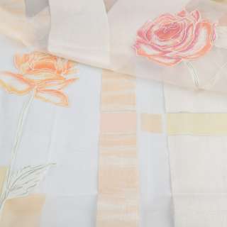 Органза деворе тюль розы персиково-желтые, белая, ш.290