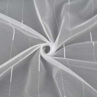 Сетка тюль полоски ниточные с ресничками, белая с утяжелителем, ш.150
