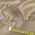 Мікросітка тюль смужки ниткові шовкові бежева, коричнева, на молочному тлі, ш.150