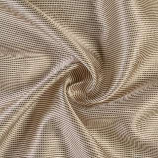 Микросетка тюль полоски ниточные шелковые бежевая, коричневая, на молочном фоне, ш.150