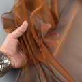 Микросетка тюль металлик коричнево-золотистая с утяжелителем, ш.300