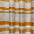 Атлас жаккард для штор полосы оранжевые, серые, золотые, белые, ш.145