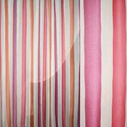Батист гардинный принт полосы широкие, розовые, горчичные на кремовом фоне, ш.280