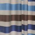 Тафта для штор полосы коричневые, белые, синие, ш.150
