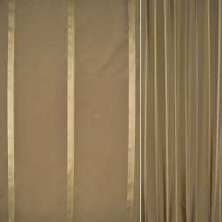 Тафта для штор полосы атласные бежевые на коричневом фоне, ш.145