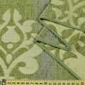 Шенилл жаккард FUGGERHAUS полоска+орнамент серо-зеленый, с утяжелителем, ш.300