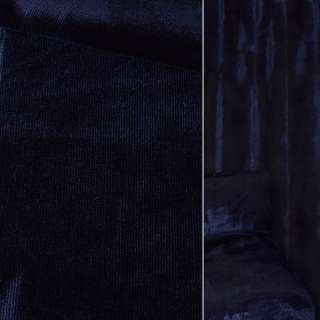 Велюр с вискозой мебельный синий чернильный темный, ш.140
