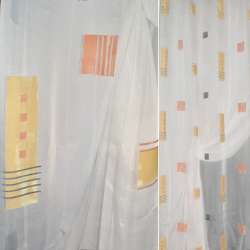Вуаль деворе квадрати, прямокутники жовті, помаранчеві, молочна, ш.150